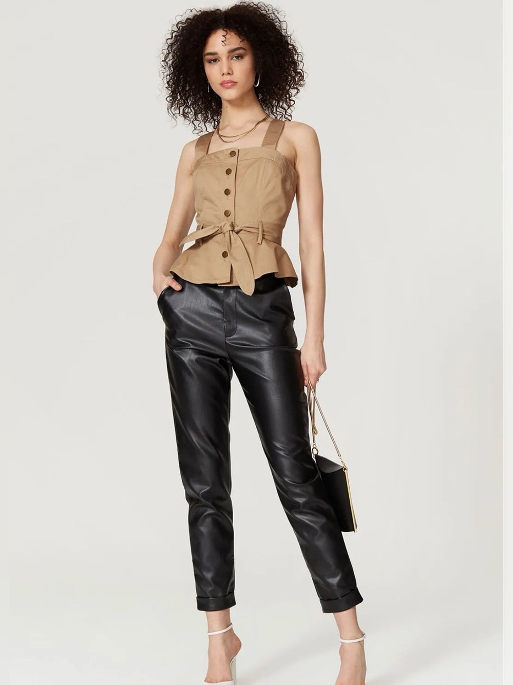Marissa Webb Collective Marty Vest Top in Sandshell Size XS Corset Tie Tank
